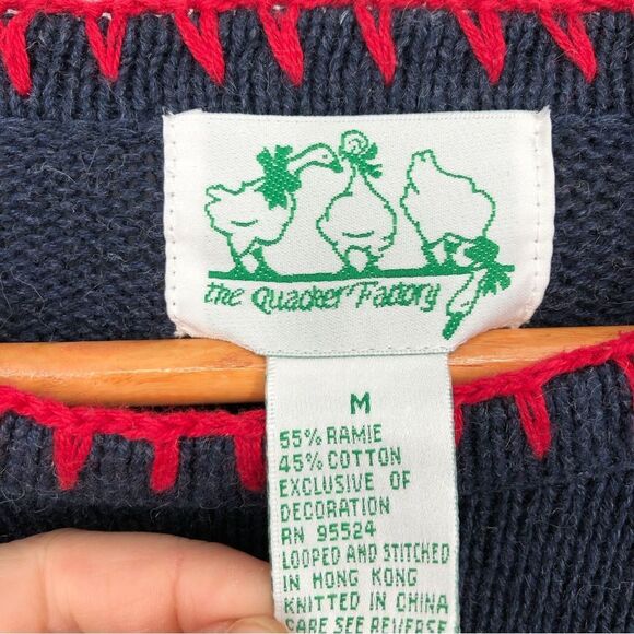 Quacker Factory USA Flag Sweater Womens Medium Patriotic July 4th Stitched Stars - Picture 3 of 12